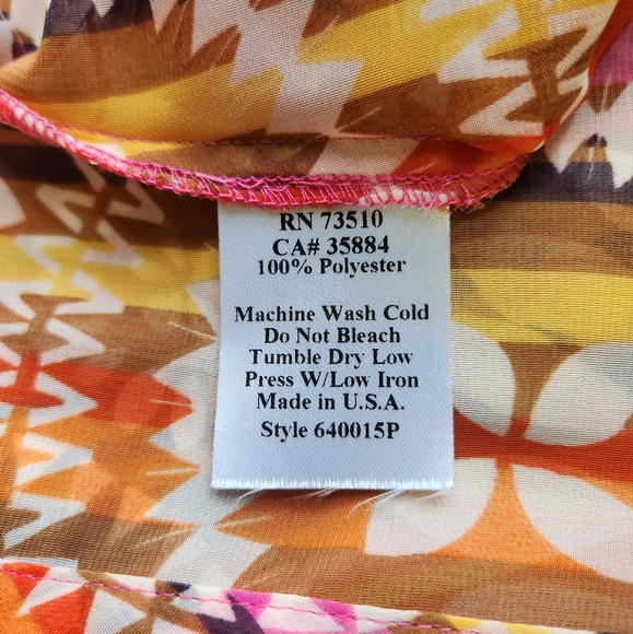 Ivy Jane L/S Multi Color Sheer Wrap Open Front Blouse Size S - Picture 7 of 7